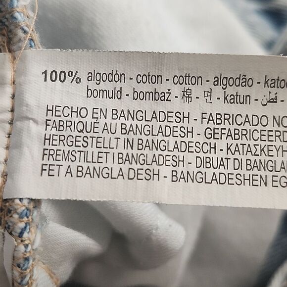 Zara Distressed Boyfriend Jeans. 100% Cotton, Light Blue Wash, Sz 8 - Picture 6 of 7